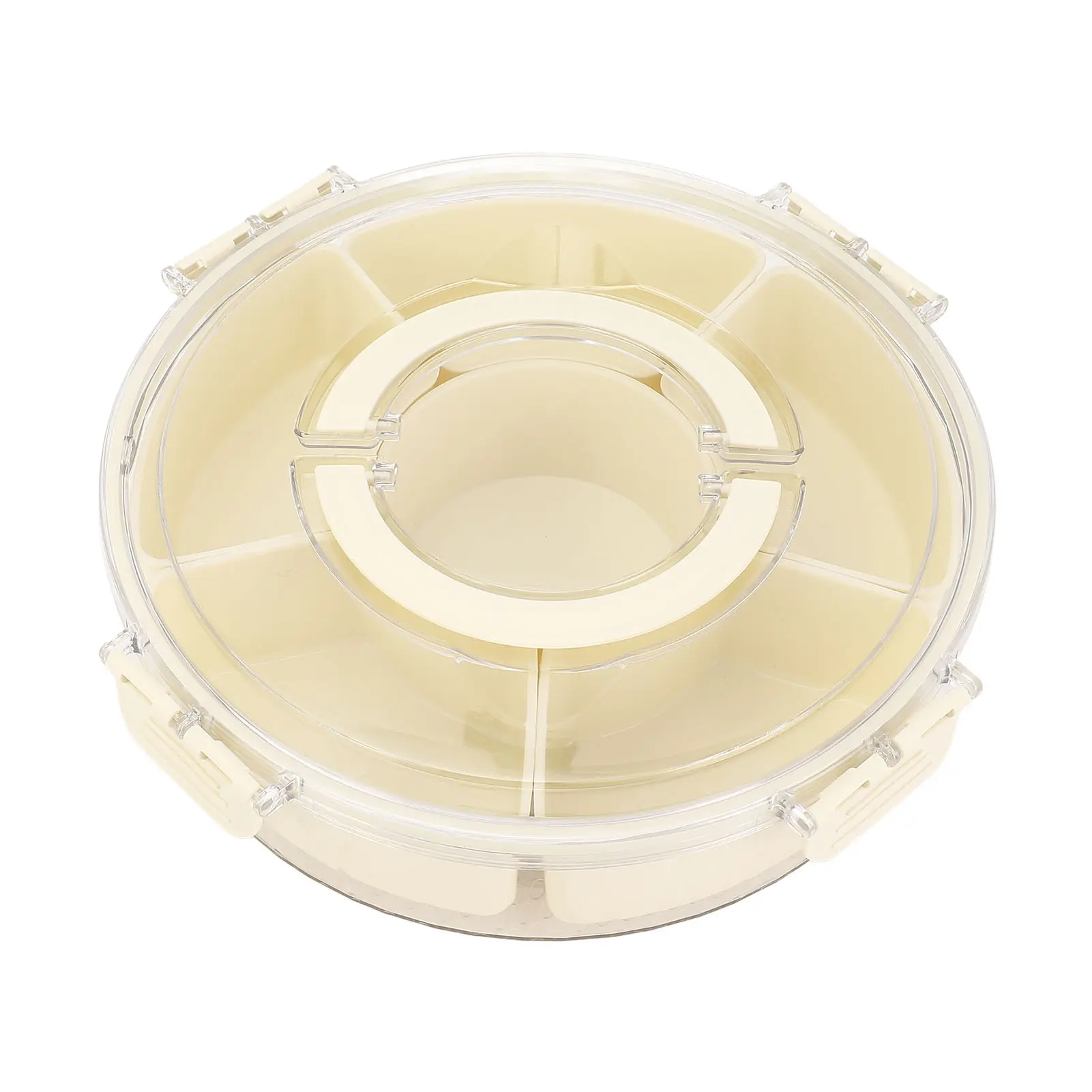 360° Rotating Divider Tray 6 Compartments Compact Sealed Snack Tray Divided Serving Tray for Road Trips Picnics