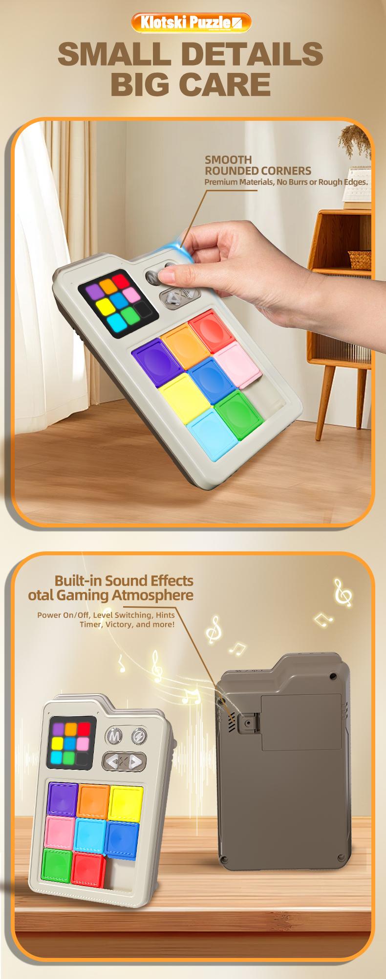 BRRRRT Huarongdao Smart Puzzle, Electronic Sliding Puzzle Game, Interactive Educational Toy, Featuring 1000+ Logic Puzzles, Smart Difficulty Adjustment, Cultivates Spatial Thinking and Problem-Solving Skills Children's Christmas Gift