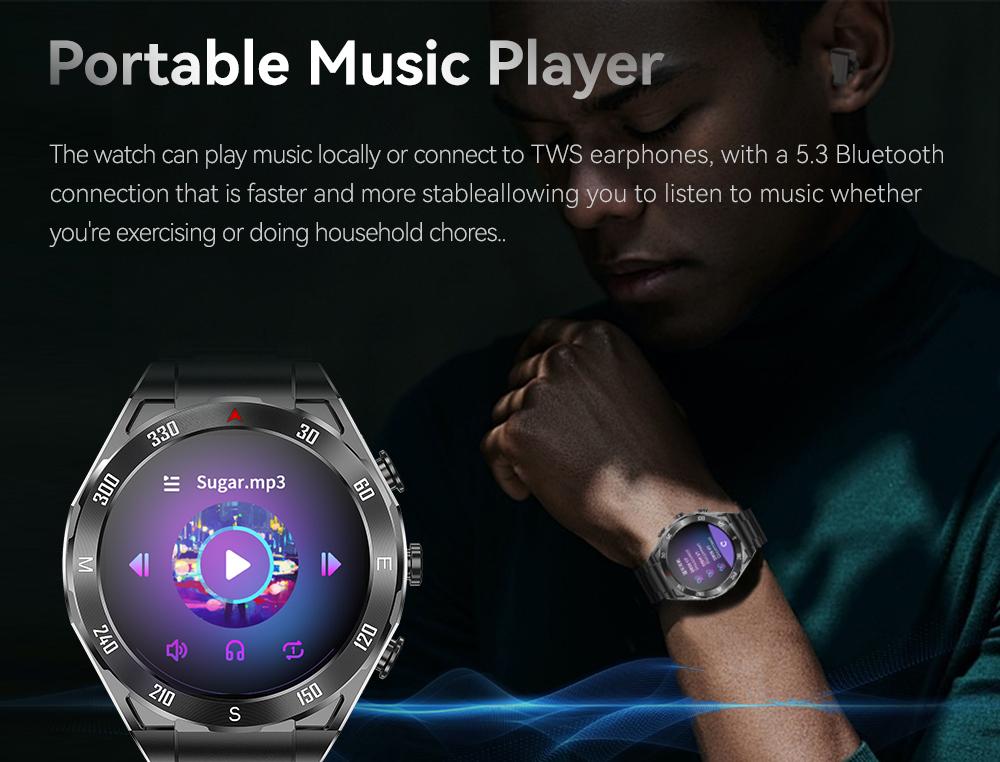 F33 Business Smart Watch with Earbuds 1.43 Inch AMOLED HD Display Bluetooth Calling Health Tracking Long Battery Life