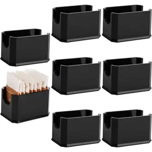 Dicunoy Set of 8 Sugar Packet Holder, Plastic Black Sugar Caddy for Restaurant, Sugar Bag Sweetener Packets Storage Container Box for Coffee Bar, Table