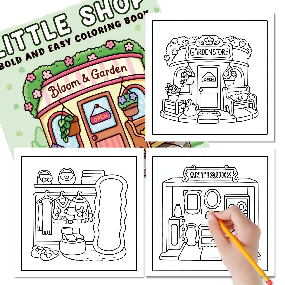 Building Coloring Book Theme, 24 Bold Stress-Relieving Designs, 7.9in X 7.9in Size, Thick Paper, Perfect Gift for Adults and Kids