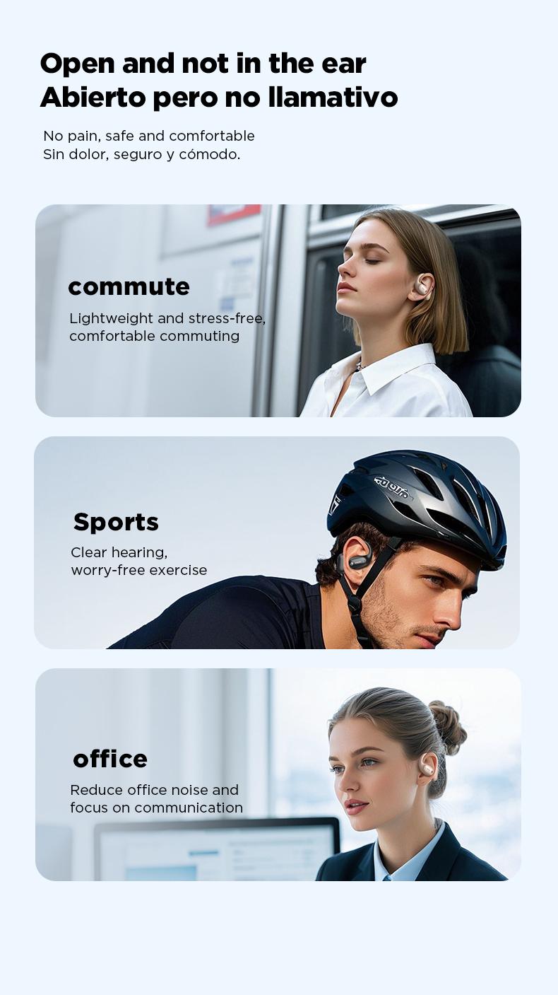 MINISO MS190 OWS Open Ear Bluetooth 6.0, Earbuds HIFI Sound Quality Music Wireless Earbuds, Gaming with Low Latency Wireless Headphones ,Colourful Sports,Earbuds Touch Control Built-in Mic Hearphones Compatible with Phone Computer