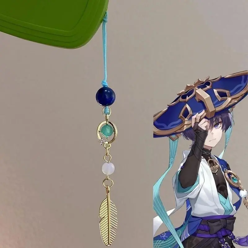 Anime Game Genshin Impact Phone Chain Balladeer Wanderer Cosplay Scaramouche Kunikuzushi Pendant Keyring Bag Keychain Jewelry Gi