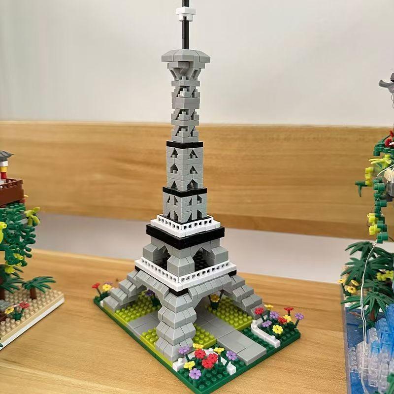 New Famous Buildings Series Paris Eiffel Tower Building Block Assembly Model Kit, Collectible Display Decoration, Holiday Birthday Gift