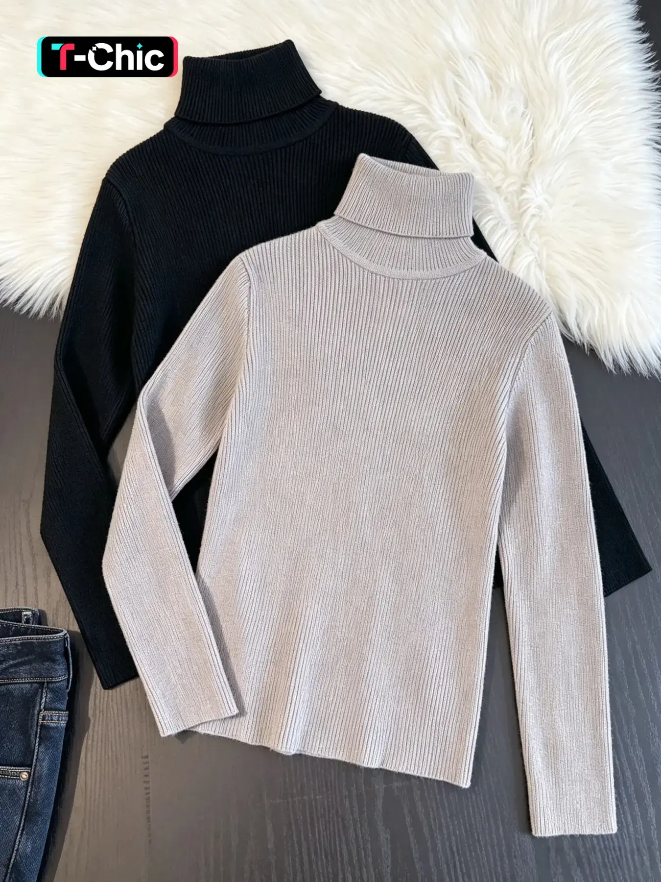 Women's Solid Turtle Neck Sweater, Casual Long Sleeve Jumper for Fall & Winter, Women's Knitwear for Daily Wear, Autumn Pullover