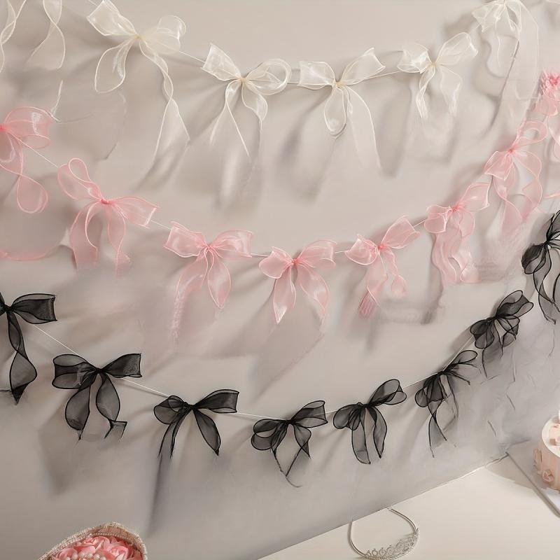 Bow Pull String Birthday Party Decoration, Valentine's Day Wedding Party Background Decor, Banner Festival Gathering Wall Decor