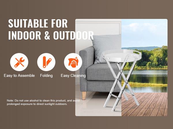 VEVOR Acrylic Folding Tray Table, Acrylic End Table with Folding X Leg, Clear Acrylic Side Table for Coffee, Drink, Food, Snack used in Living Room, Bedroom, and Study
