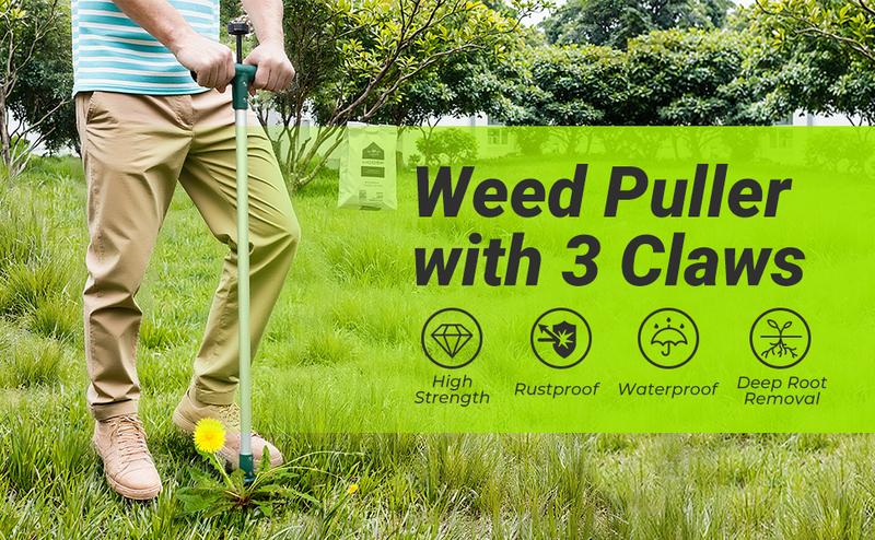 Classic Weeder Tool - Long Handle Weeder Puller with 3-Claw Head | Standing Root Extractor for Dandelions & Tough Grass| Garden Clearance Special (1 Pack)
