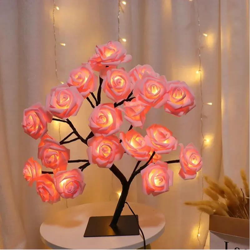 Base LED Small Branch Lights, Realistic Tree String Lights, Rose Flower Maple Leaf Tree Decorative Lights, Home Decoration