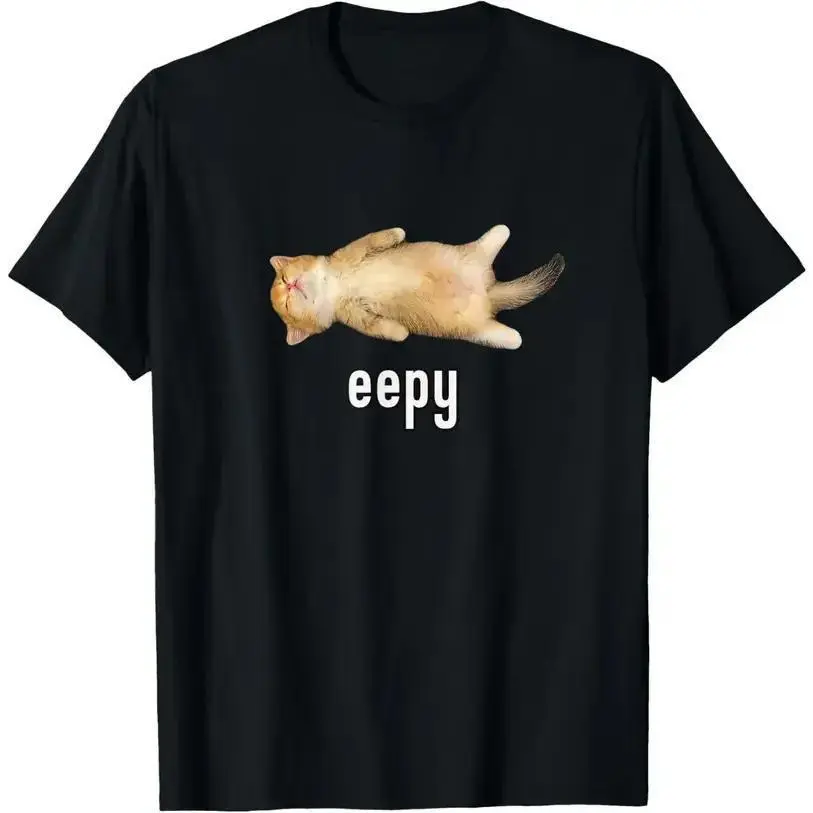 "Very Eepy......" Cat Meme Graphic Tee - Funny Sleepy Cat T-Shirt for Men Women, Casual Unisex Short Sleeve Top