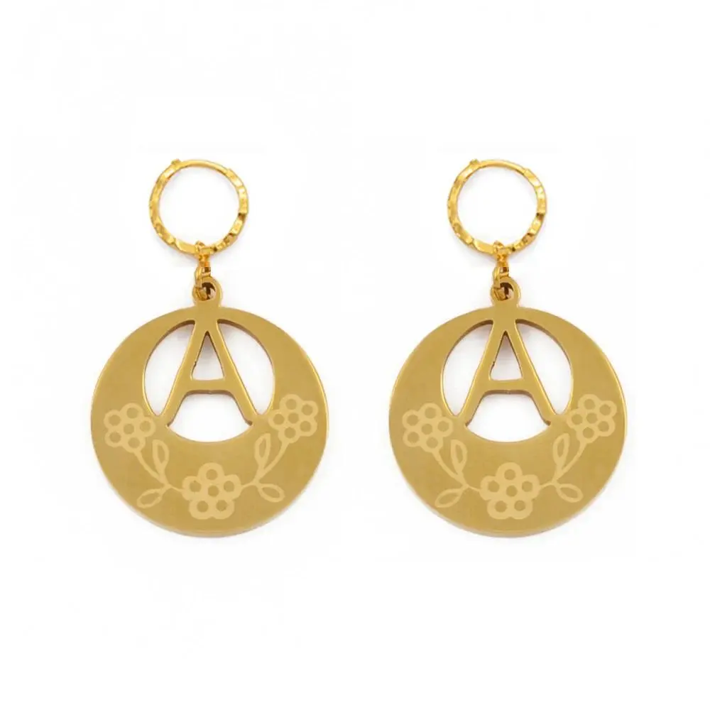 Anniyo 2CM A-Z Initial Letter Earrings Women Kiribati Hawaiian Guam English Alphabet Jewelry #022921