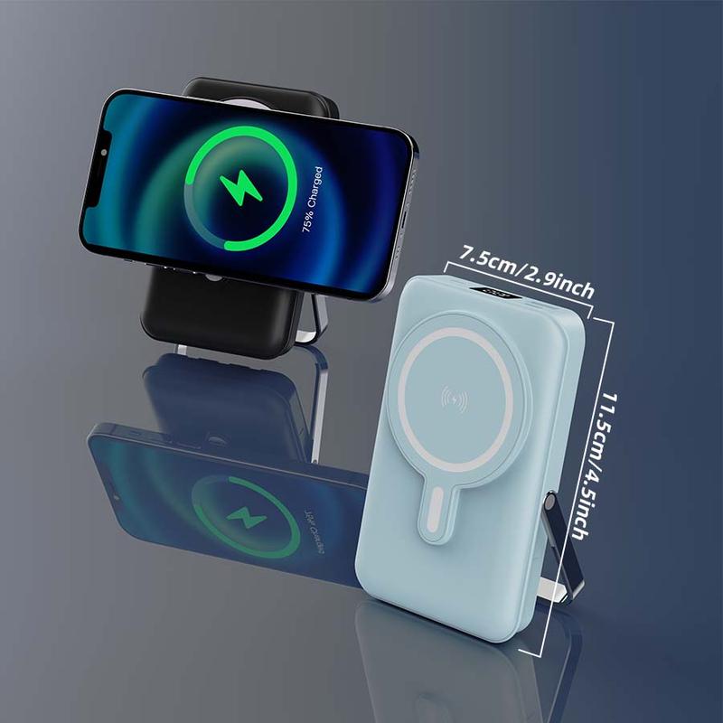 This magnetic portable charger features a built-in data cable, a 10000mAh power bank, a USB-C battery pack, and is an essential travel power bank compatible with iPhones, Android devices, and more.