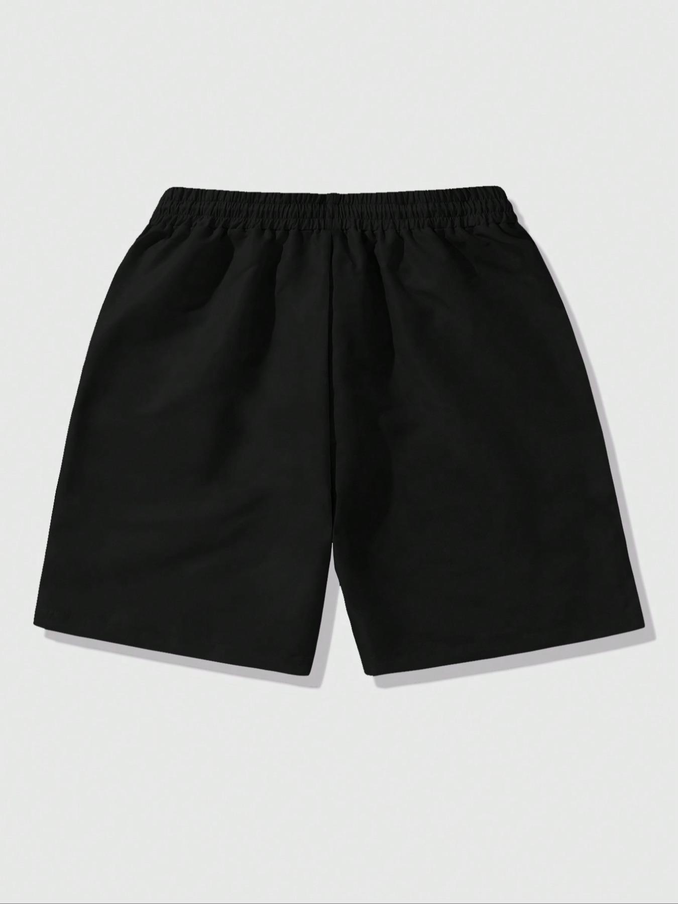 Men's Figure & Hand & Star Print Drawstring Waist Shorts, Regular Fit Casual Street Pocket Shorts for Fall & Winter, Men's Bottoms for Daily Wear, Menswear, Lightweight Beach Shorts, Casual Streetwear Shorts