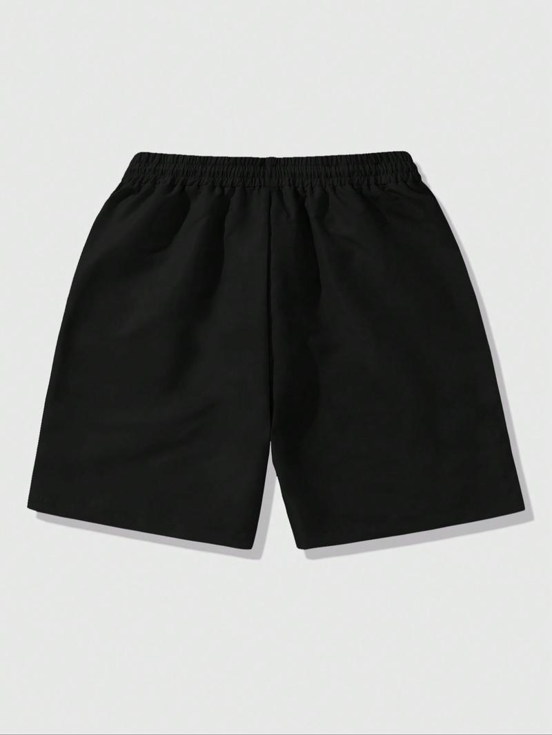 Men's Figure & Hand & Star Print Drawstring Waist Shorts, Regular Fit Casual Street Pocket Shorts for Fall & Winter, Men's Bottoms for Daily Wear, Menswear, Lightweight Beach Shorts, Casual Streetwear Shorts