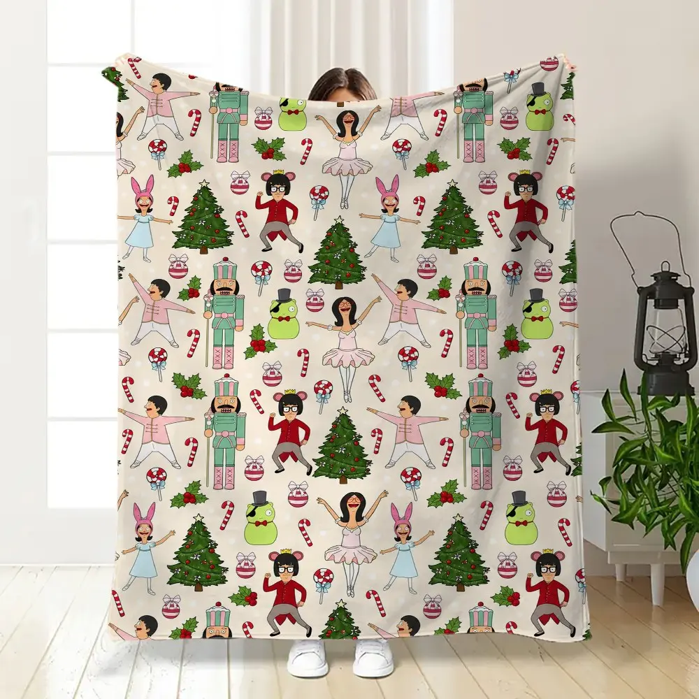 Christmas Nutcracker Ballet Flannel Throw Blanket, Soft Cozy Holiday Design, Perfect for Sofa Bedroom Living Room, Ideal Christmas Gift