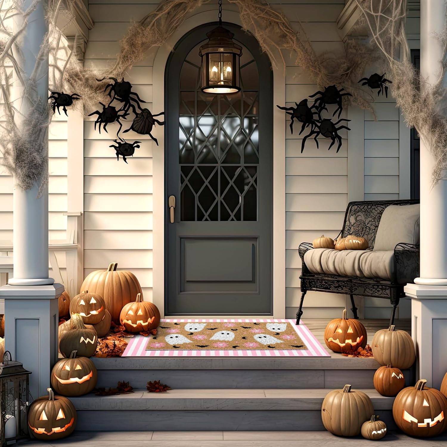Halloween Kitchen Mat Ghost Rug Welcome Door Mat Halloween Decor Ghost Decor Non Slip Mat for Kitchen Bathroom Home Door Bedroom, Halloween Party Decorations
