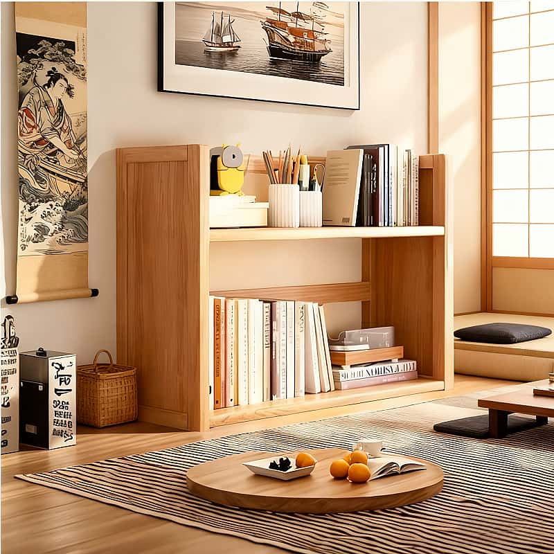Multi-Layer Wood Bookshelf with Reinforced Back Panel, Space-Saving Storage Rack for Dormitory, Office, Home, Easy Assembly, Durable Design, Home Office Furniture