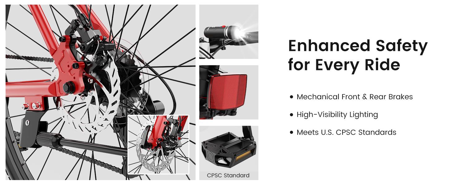 EOYOBIKE Hybrid Bike for Men, 700C Aluminum 29LBS Ultra-Light 8-Speed Commuter Bike, 350lb Capacity, 29" Adult Urban Bicycle, Dual Disc Brakes, for Tall Men&Women, 85% Pre-Assembled