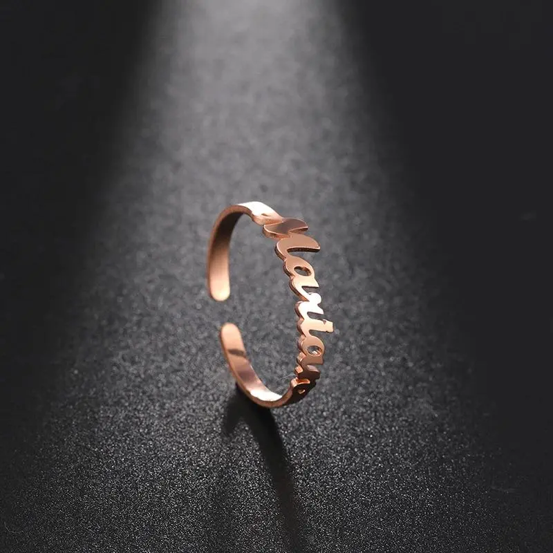 Sipuris Personalized Custom Name Ring Stainless Steel Customized Ring For Women Men Unique Custom Jewelry Couple Wedding Ring