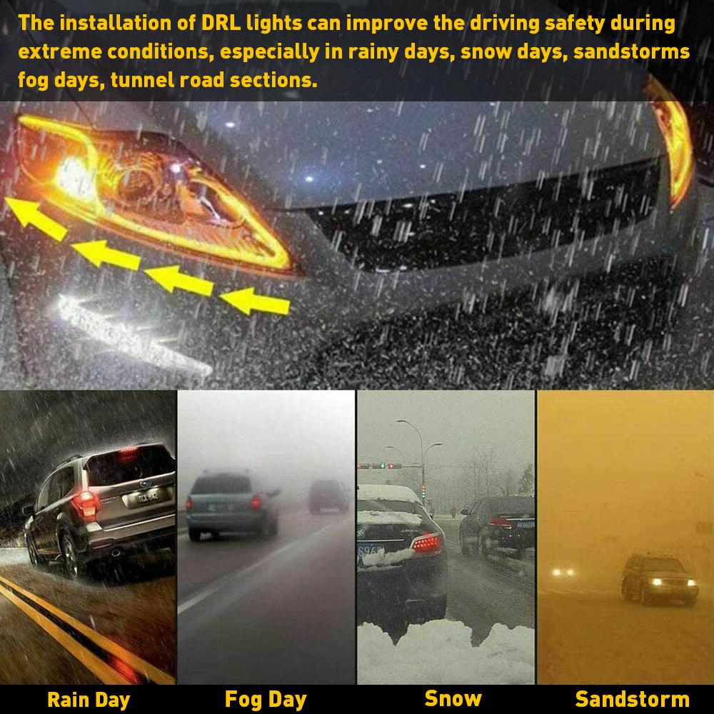 2pcs RGB 60CM LED DRL Light Car Headlight Strip Light Turn Signal Remote Control