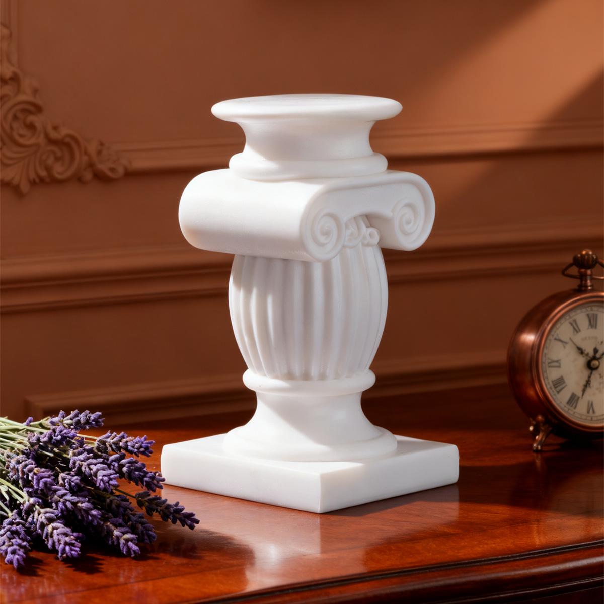 Drum-Shaped Roman Column Sculpture, Church Decor, European Candle Holder, Festival Decoration, Home Desk Ornament, Wedding Decor