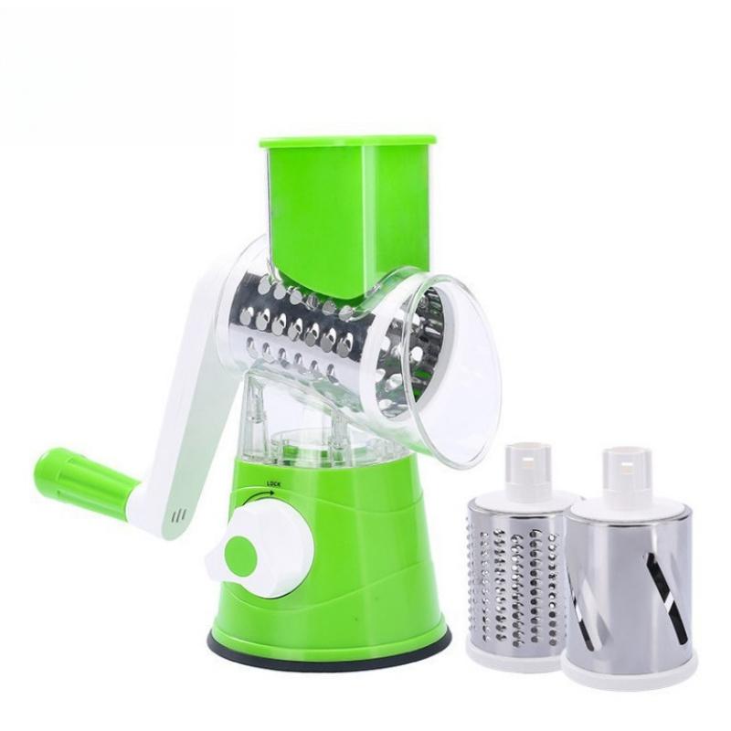 Four-piece set includes all accessories, three-in-one multi-functional convenient manual rotary cheese and vegetable potato grater - one contains 3 interchangeable grater rollers, multi-functional kitchen utensils, and meal preparation tools