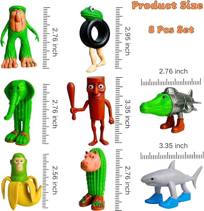 8Pcs/Set Italian Brainrot Action Figure - Meme Figures Toys, Tung Tung Tung Sahur Tralalero Tralala Decor, Desktop Ornaments, Collectible Animals Figurine Doll Gifts for Kids Adults Fans