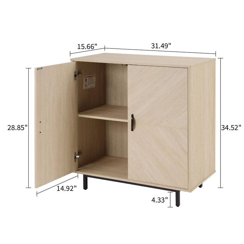 【TikTokShopBlackFriday】【Clearance】Storage Cabinet with Doors, Modern Buffet Sideboard with Adjustable Shelf, Wood Grain Accent Cabinet for Living Room, Kitchen, Dining Room, Entryway