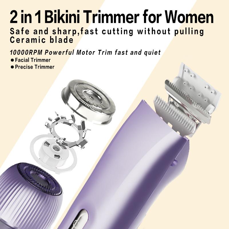 Electric Hair Removal Tool, 1 Box Rechargeable 2 in 1 Body & Facial Hair Removal Dual Head, Waterproof Hair Removal Machine for Armpits and Legs