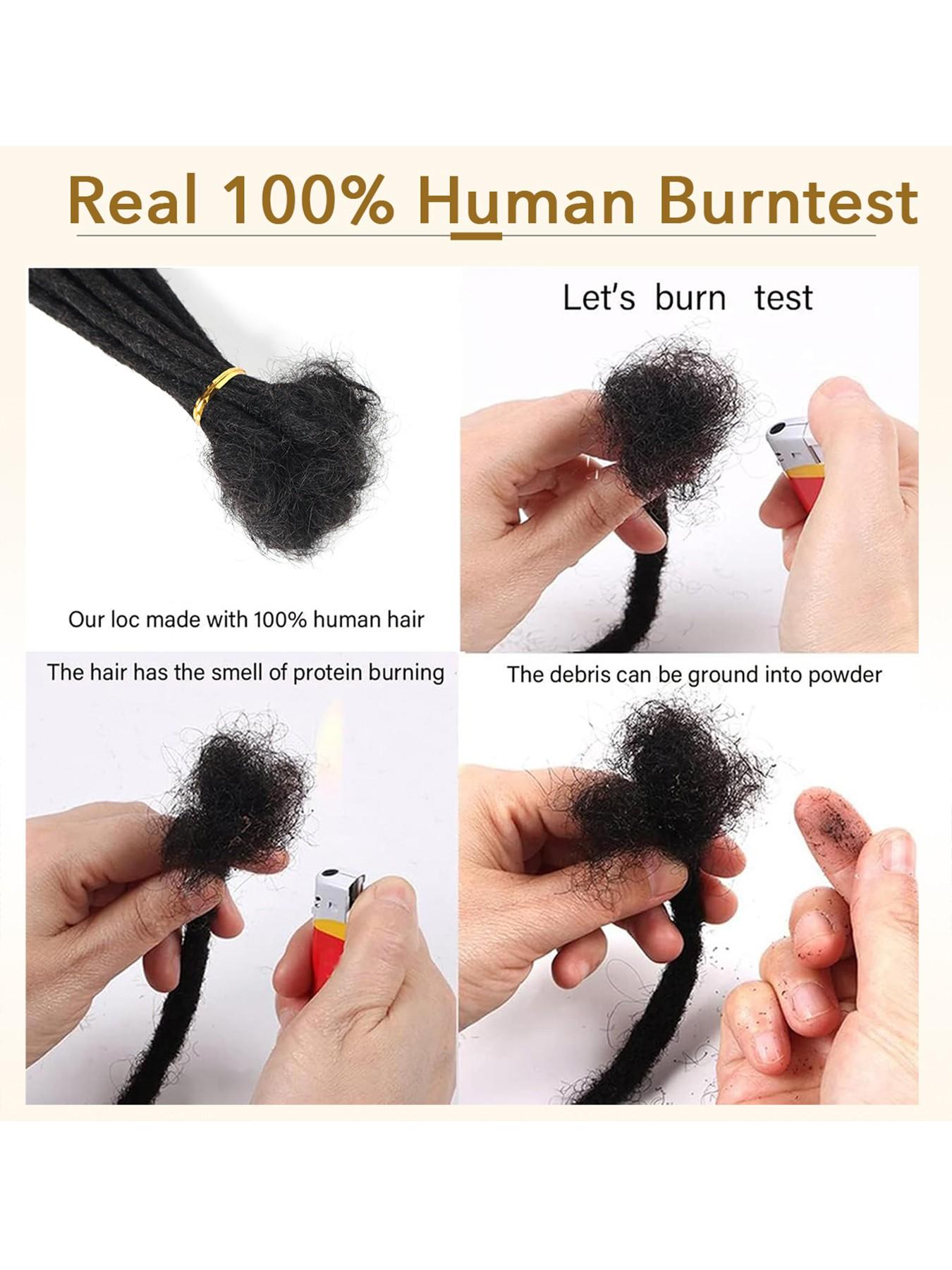 100% Real Human Hair 0.4cm Width 8 Inch Loc extensions Human Hair with Curly Ends 30 Strands per pack Full Handmade Dreadlock Extensions Can be dyed and bleached for Men Women Kids