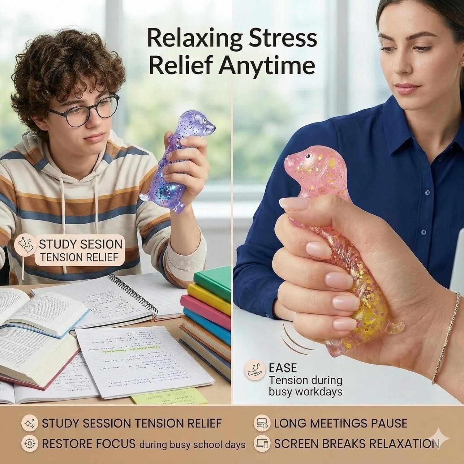 1/2/4PCS Dachshund Squishy Toy, Squishy Weiner Dog, Stress Relief Toy, Glitter Weiner Dog Maltose Stress Ball, Slow Rise Fidget for Anxiety Relief, Soft Squeeze Desk Gadget for Home Office Travel