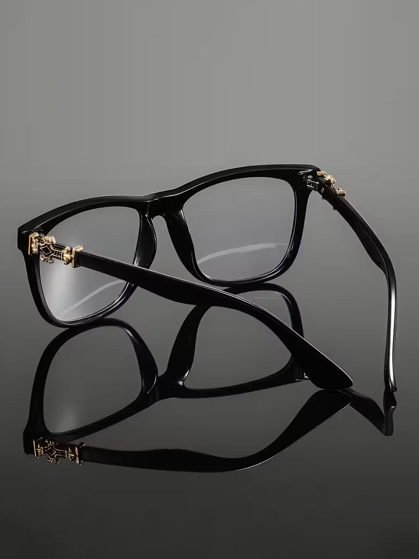 Vintage Literary Personalized Flat Lens Glasses, Trendy Large Frame Unisex Blue Light Blocking Eyewear, All Season Casual Style, Stylish Square Frames