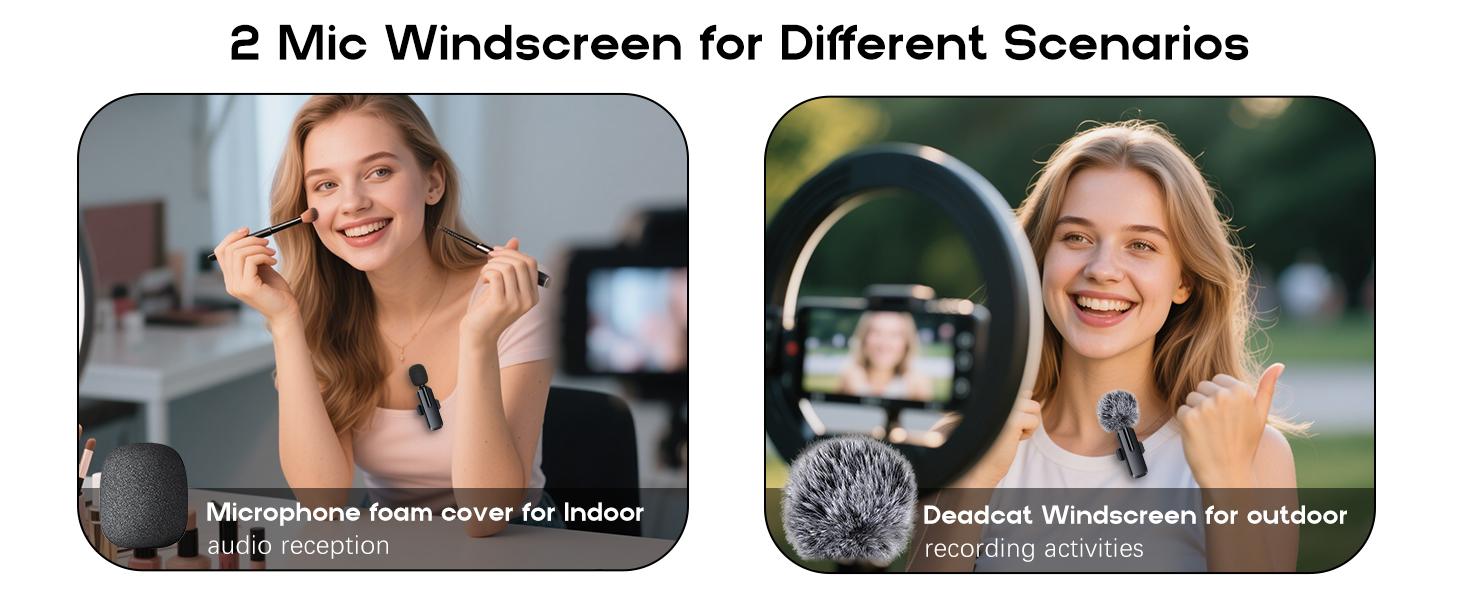 Mini Wireless Microphone for iPhone, Clip-on Lavalier Mic with Charging Case, Noise Reduction Mic for TikTok Video Recording