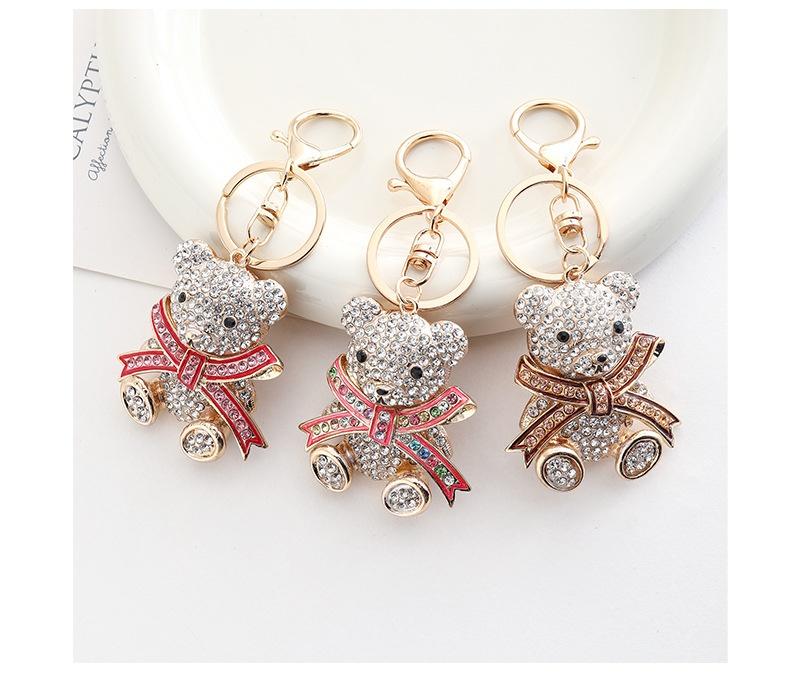 Bling Rhinestone Teddy Bear Car Mirror Hanging Ornament, Luxury Crystal Bowknot Animal Vehicle Charm, Aesthetic Coquette Girly Auto Interior Decoration, Fully Encrusted Bear Keyring Pendant Hanger Gift