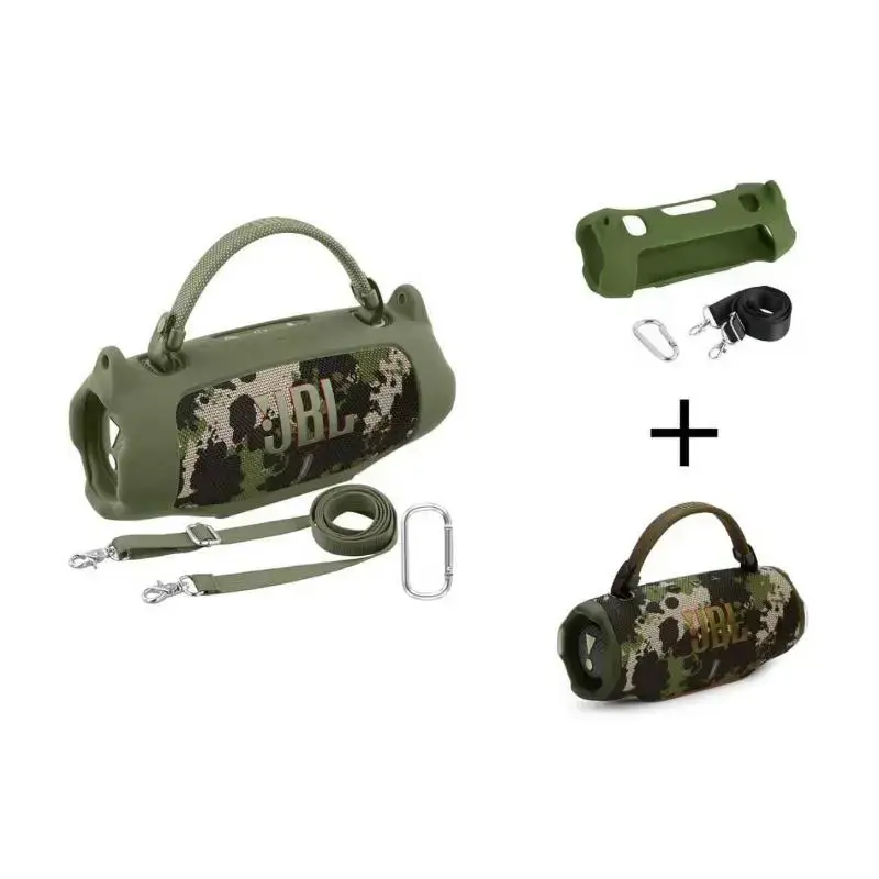 For JBL Charge 6 Waterproof Portable Bluetooth Speaker Silicone Case,Soft Protective Sleeve Cover with Shoulder Strap for JBL Charge 6 Speaker，This product comes with a protective case and a speaker.  Outdoor Travel VanLife party waterproof
