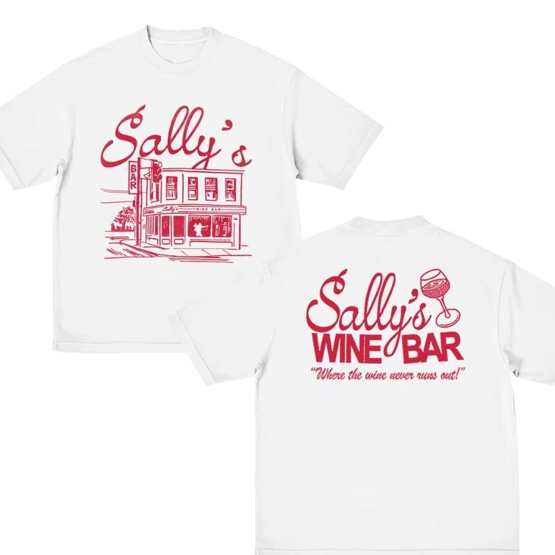 Summer Vintage Y2K Vintage Sally's Bar T-shirt for Men and Women, Fashionable Hip-hop Short Sleeved Casual Streetwear, Loose Fit