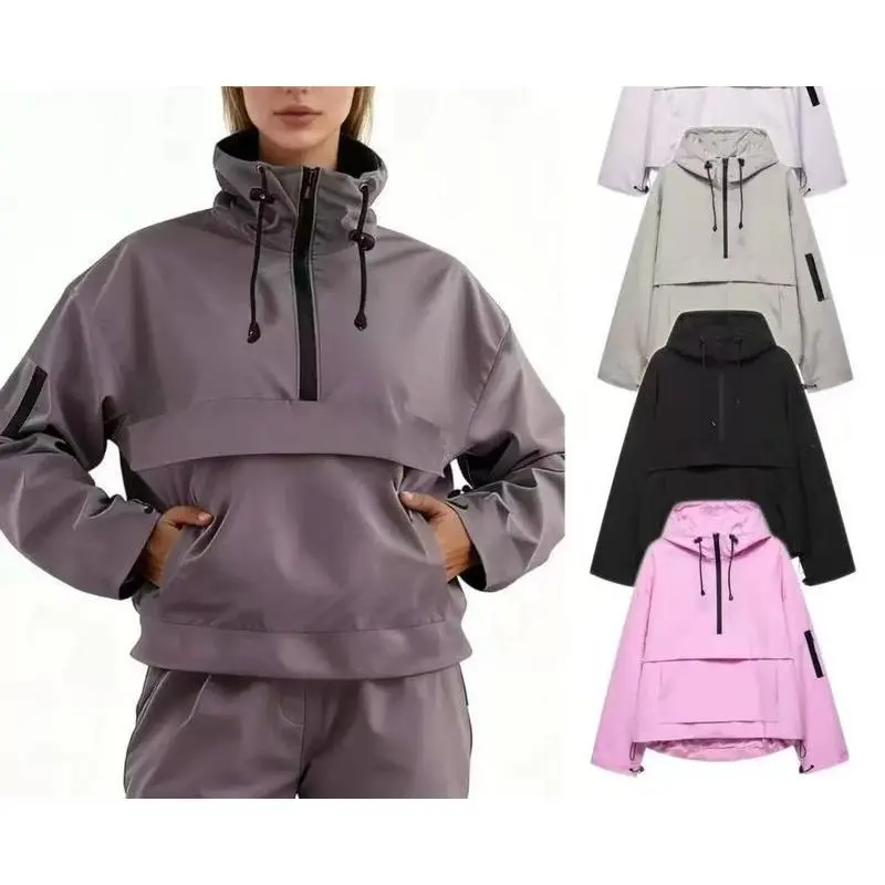 Casual sporty style hooded jacket, windbreaker, outerwear for women