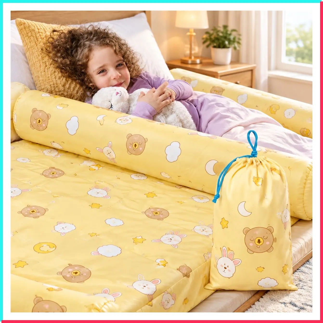 Inflatable Bed Rails for Toddlers, 2 Pack Travel Bed BumpersGift