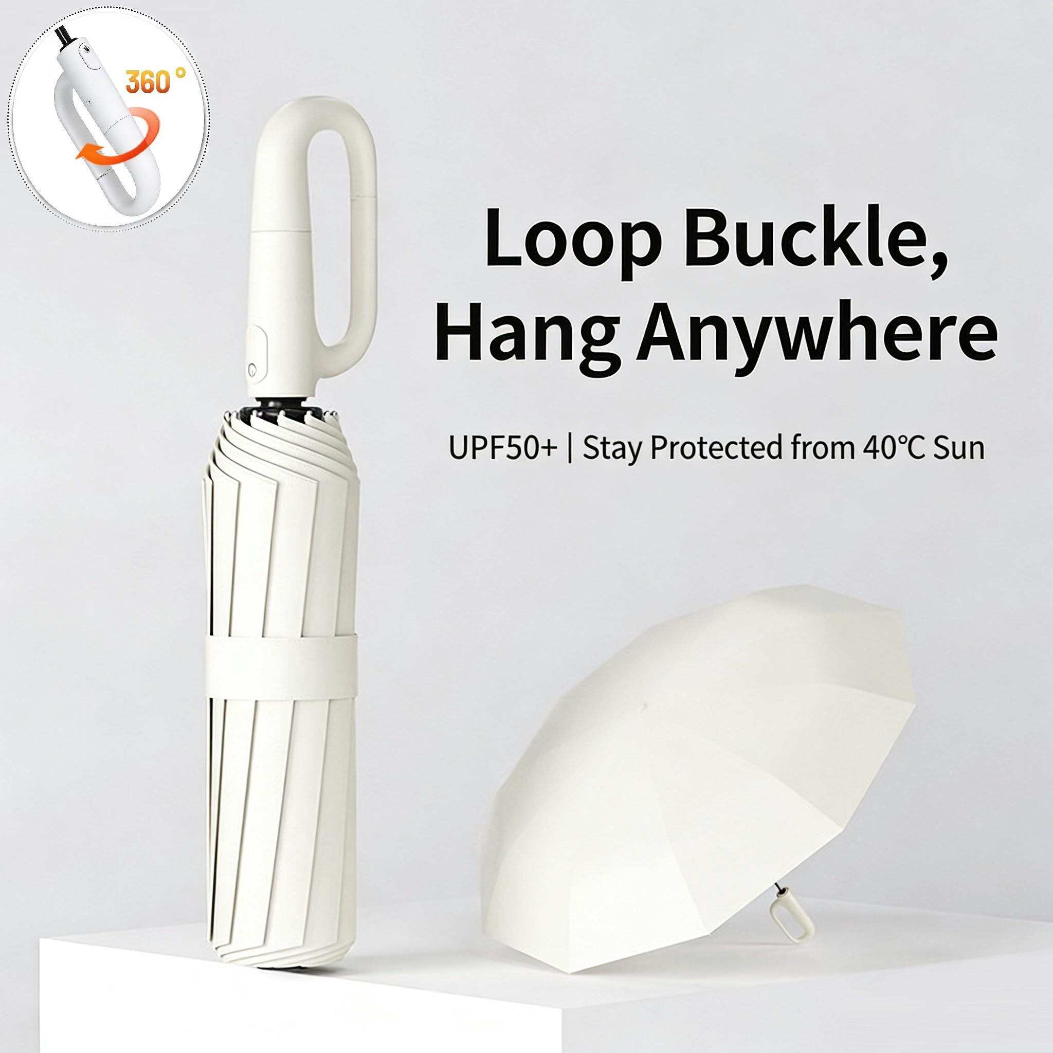 Auto Open Folding Umbrella with Quick-Release Handle, Windproof Portable Rain Umbrella, Unisex Fashion Car Umbrella, All Weather Use