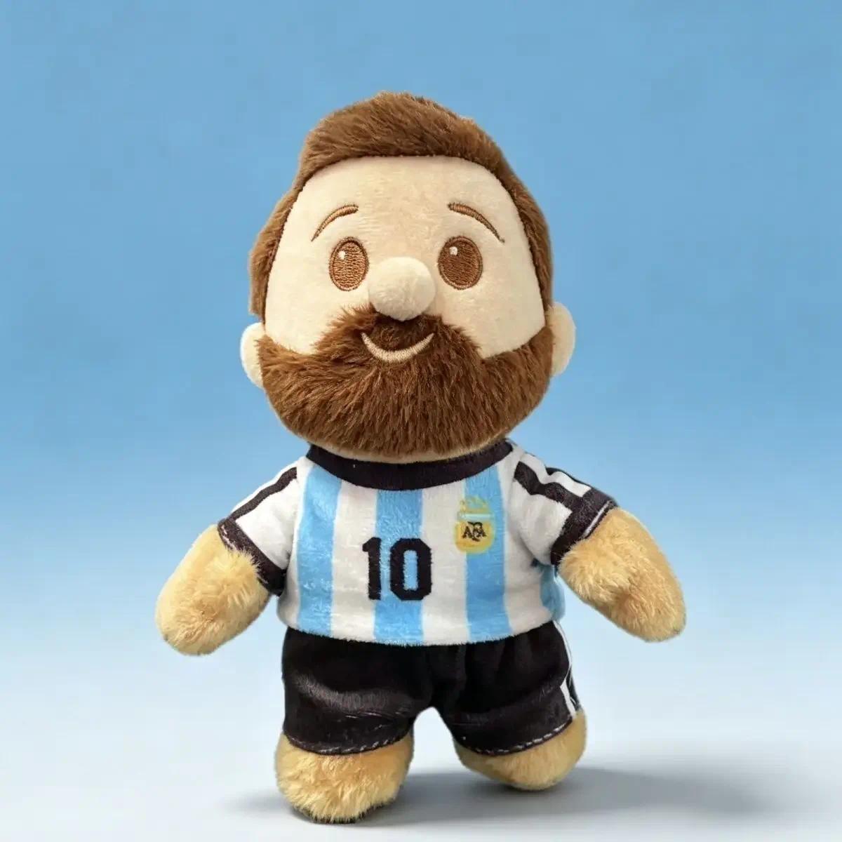 17CM Messi Plush Doll Cute Football Star Fluffy Toy Stuffed Keychain Pendant for Fans Holiday Birthday Gift