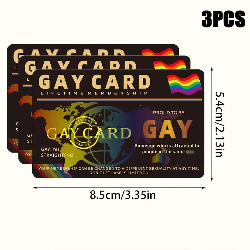 1 or 3 LGBTQ+ Pride Lifetime Membership Cards - Non-adhesive PVC gay ID-style membership cards, souvenirs for LGBTQ+ individuals and allies, birthday and community event gifts, rainbow heart design, high-gloss texture printing, funny and humorous style