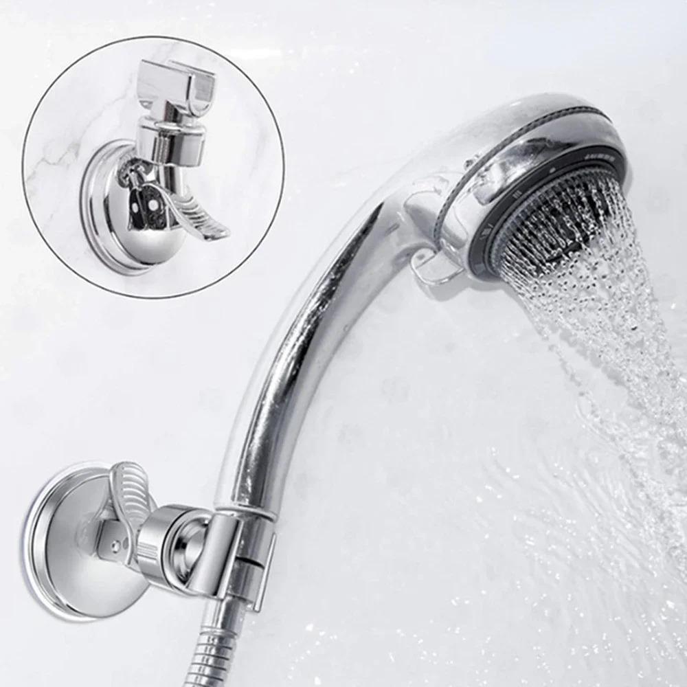 Adjustable Shower Rack Suction Cup Lotus Rainfall Holder Handheld Shower Head Bathroom Spray Nozzle Fixed Base