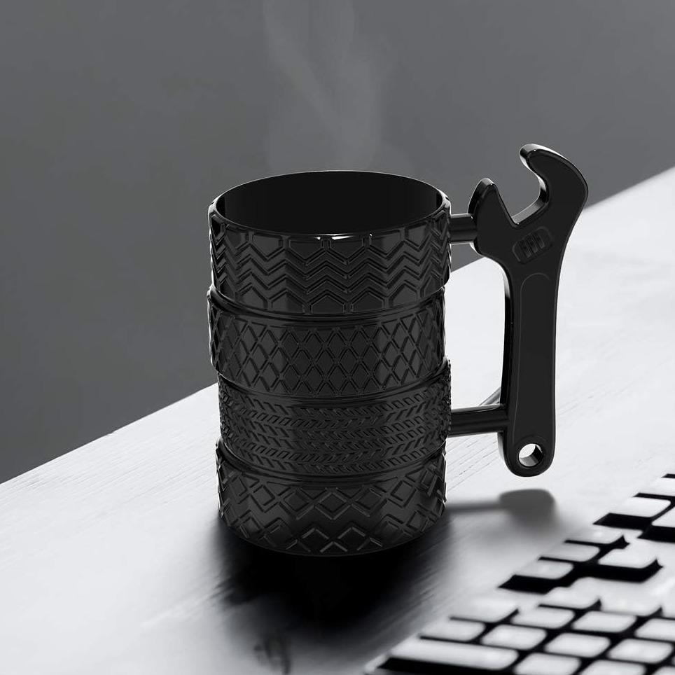 Gifts for Men, Car Mechanic Gifts for Men, Stylish Ceramic Mug for Car Enthusiasts and Mechanics, Ceramic Tire Mug with Handle, Drinkware Washable cup,Durable Handle, Heat Resistant – Birthday Gifts for Coffee and Tea Lovers