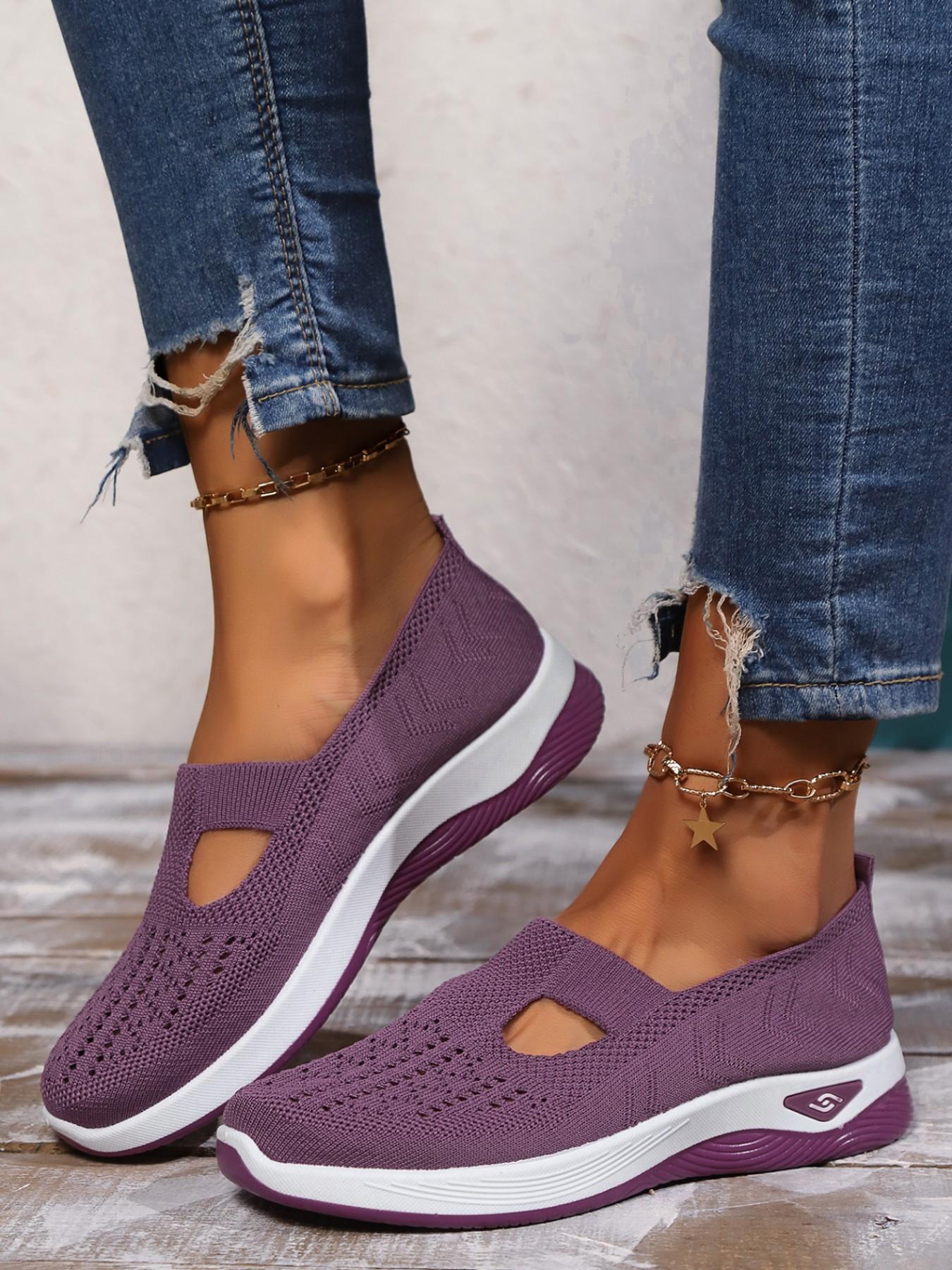Women's casual lightweight knitted breathable sneakers, Versatile walking shoes, comfortable shoes for spring and autumn, comfortable and breathable walking shoes, suitable for daily leisure and commuting to work and school, Lightweight Comfy Shoes