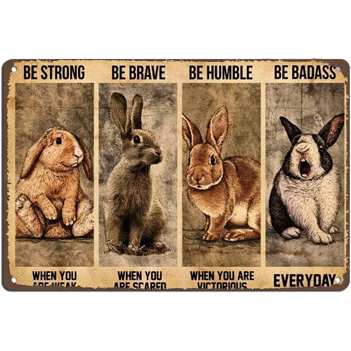 warning,funny,private,solicit,decorative,Vintage Bunny Rabbit Poster, Motivational Quote Wall Art, 12x8 Inch - Perfect for Bars, Restaurants, Cafes & Home Decor