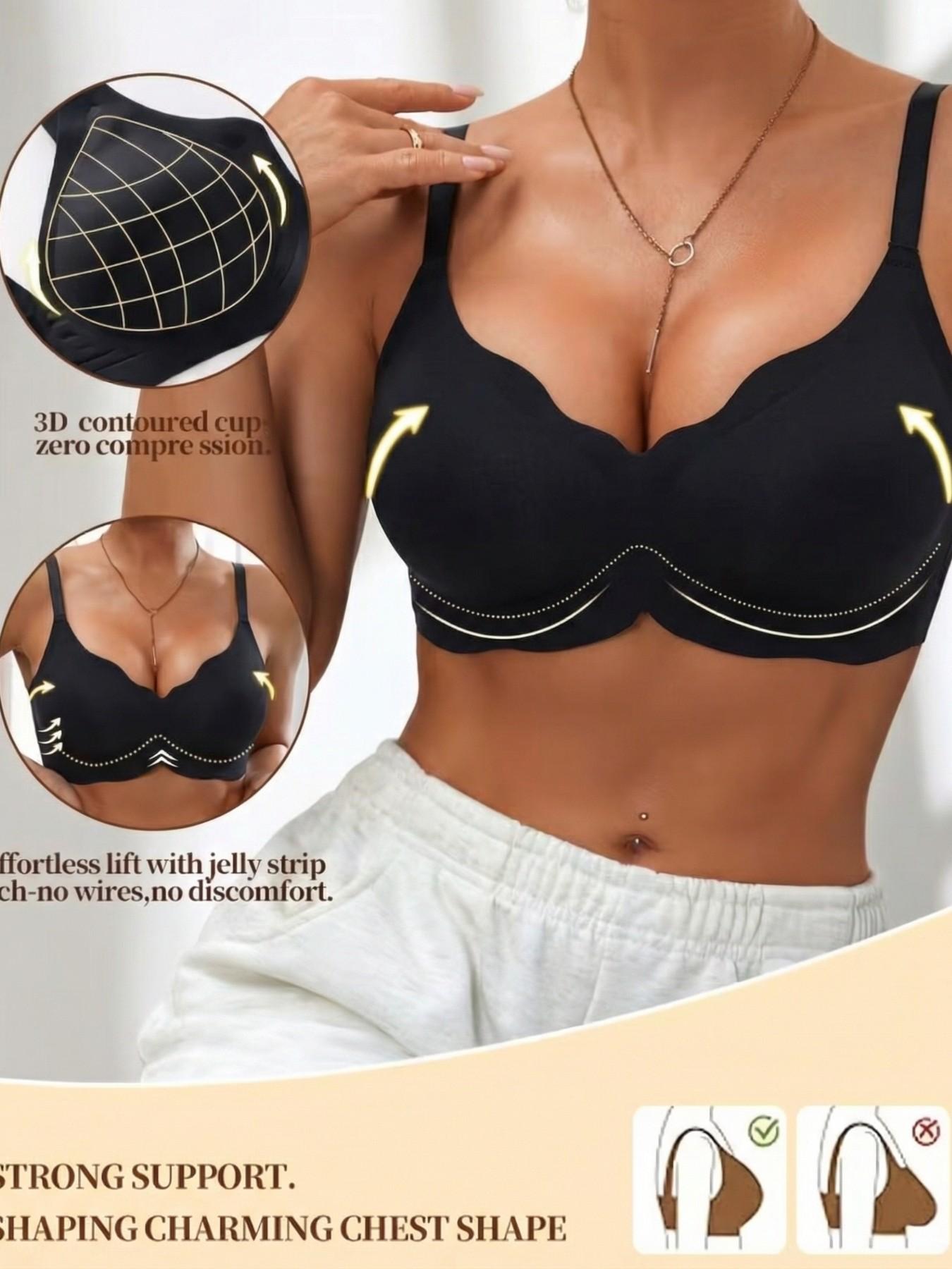 High-Quality No Underwire Bra, Seamless Wireless, Comfortable Jelly Pad, Adjustable Straps, Trendy Bralette for Women, Full Coverage, Max Support