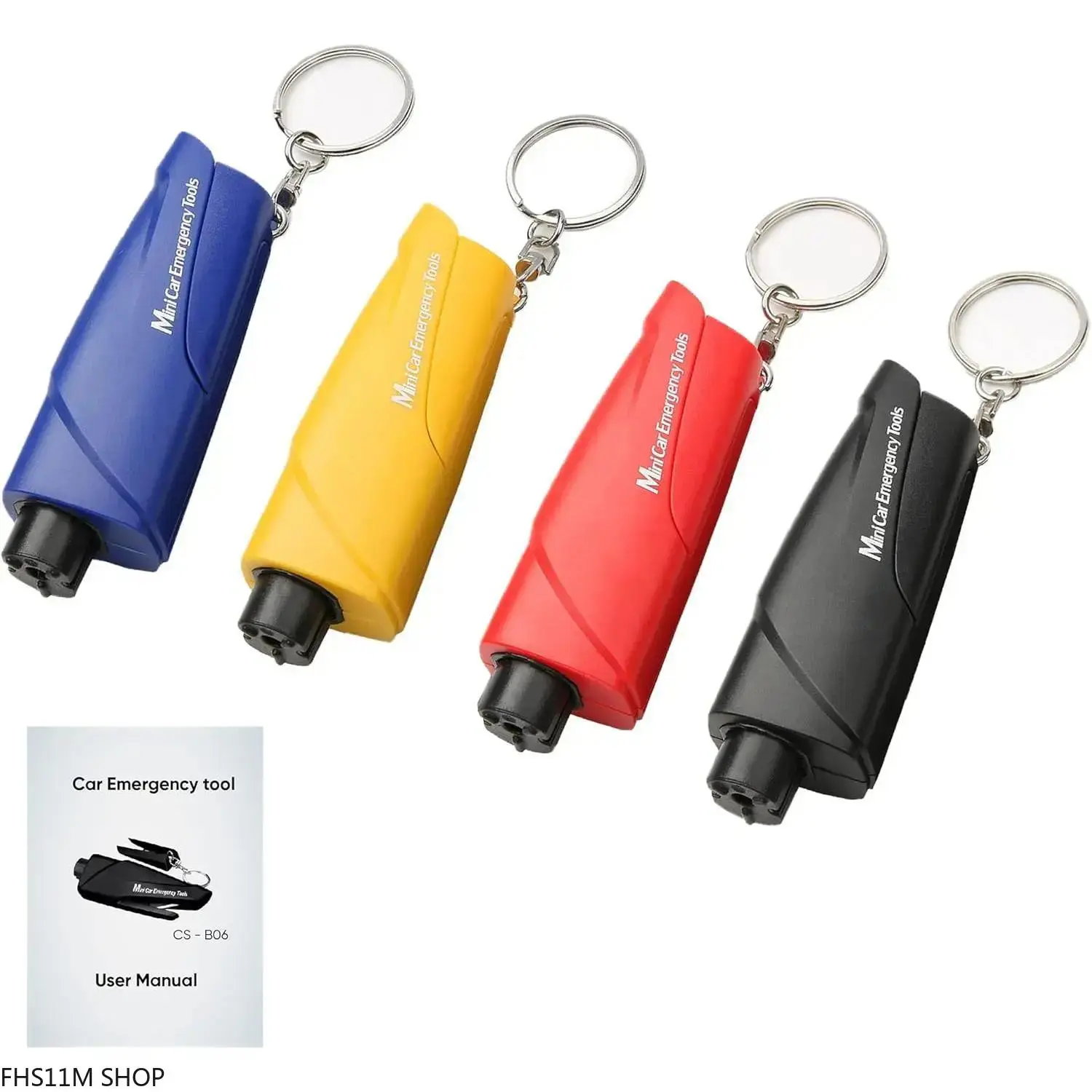 4-Pack Compact Automotive Car Emergency Escape Tool Keychain - Multi-Tool Car Accessories with Window Breaker, Seatbelt Cutter, Lightweight Unisex Rescue Gear for Commutes, Road Trips (Sports & Outdoor Accessories)
