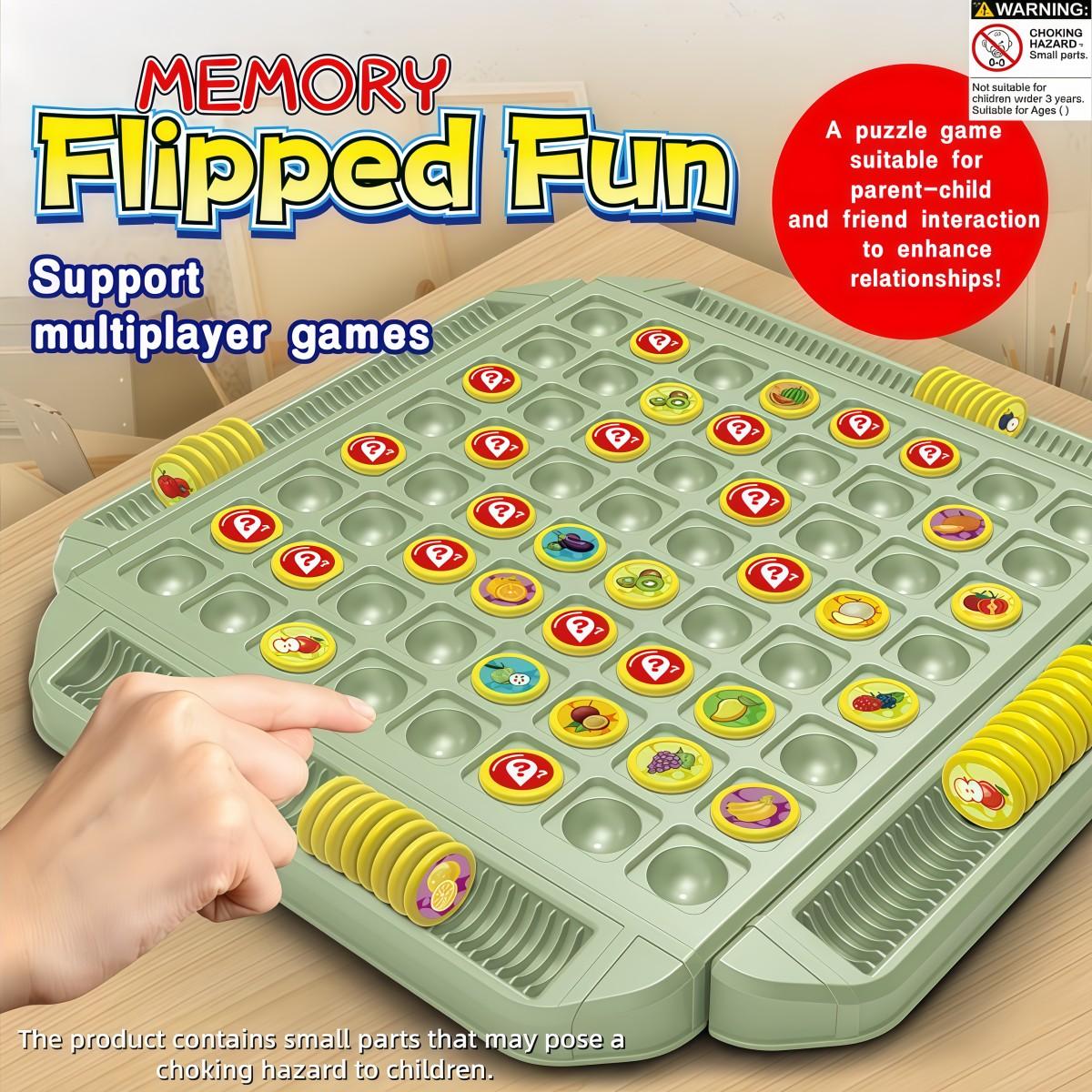Family Fun Memory Flip Chess Set, Improves Memory Skills, Perfect for Christmas Parties, Suitable for 3-4 Players, Indoor Party Toy