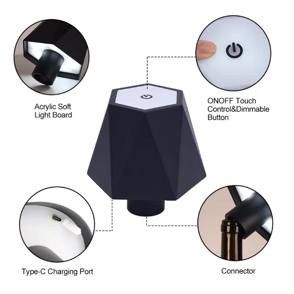 LED Wine Bottle Light Three Color Lights for Living Room Bedroom Study Office Dining Table Indoor Decor Atmosphere Lamp Home Decor Lighting