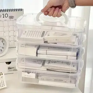 4 PCS/Sets of Oversized Stackable Transparent Plastic Storage Box Suitable for Household Storage Boxes for Miscellaneous Items